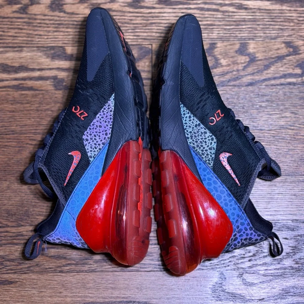 "Nike Air Max 270 Reflective Safari Men's Shoes Black Red BQ6525-001 Sz 10 - Picture 3 of 9